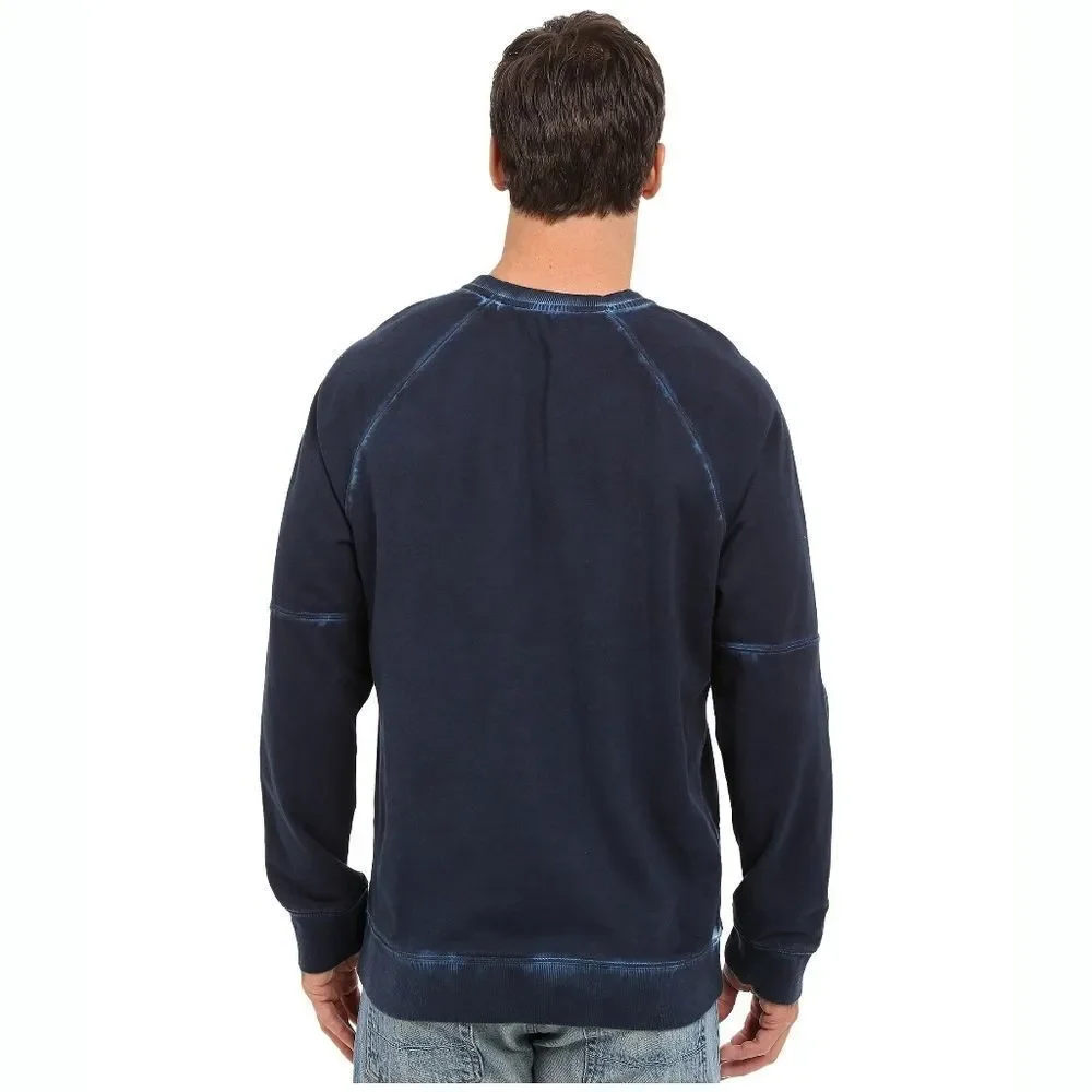 New! CALVIN KLEIN Men's Tie-Dye Print Stripe Sweater Sweatshirt Blue 100% Cotton